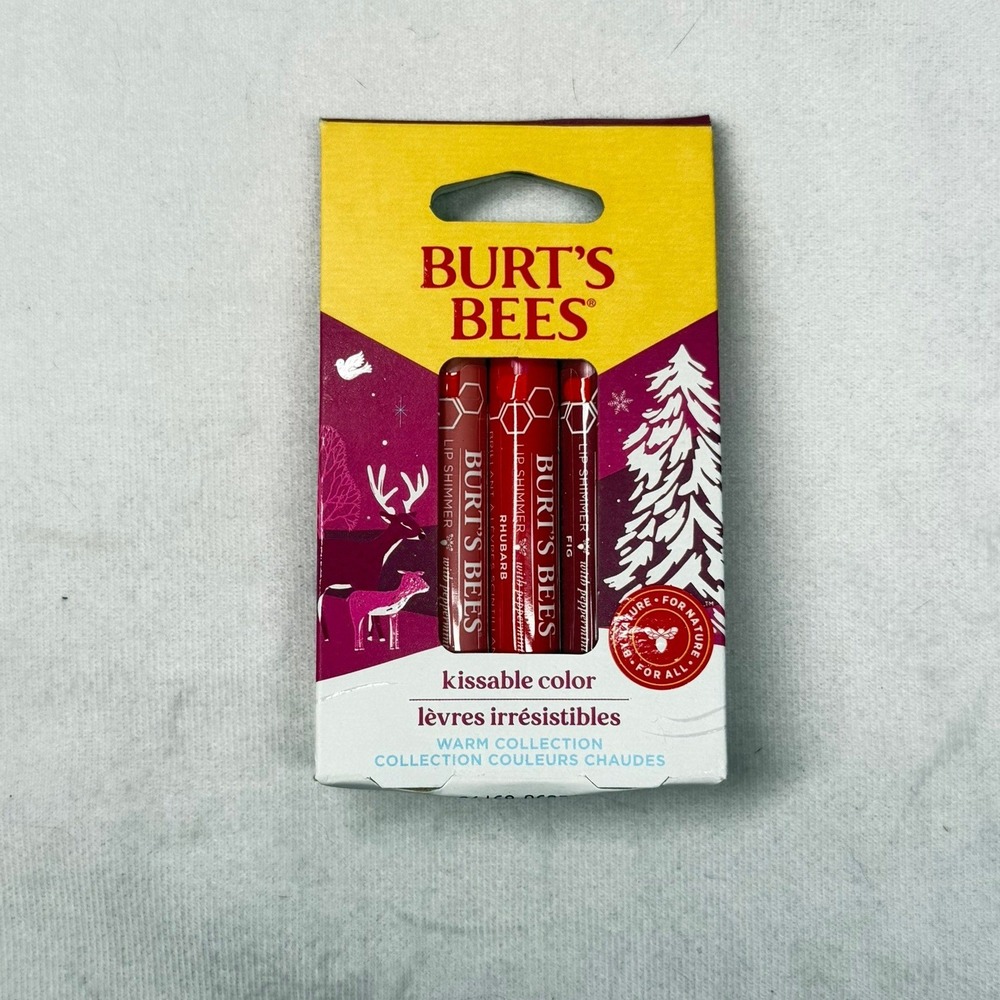 Burts Bees Kissable Color Warm Collection Lip Shimmer 3 Piece Gift Set Fig